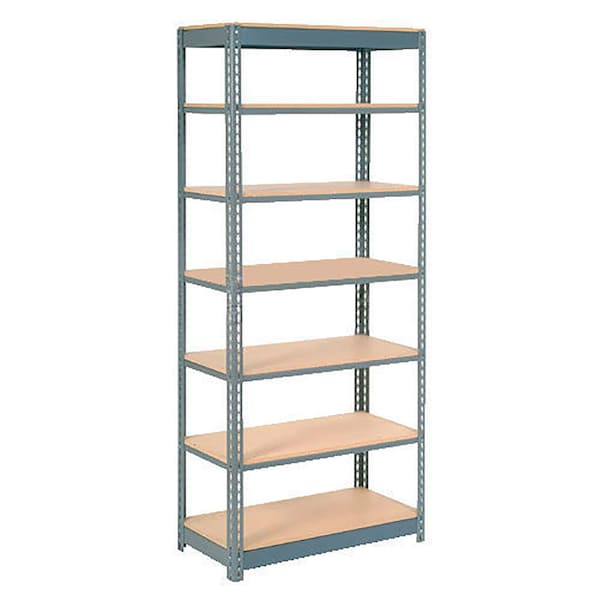 Heavy Duty Shelving 36W x 12D x 84H With 7 Shelves, Wood Deck, Gray